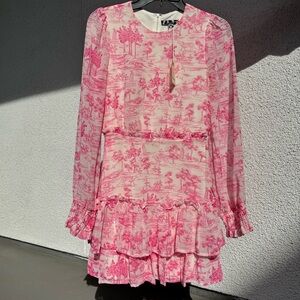 Aqua Pink Floral‎ Long Sleeve Dress BOUTIQUE